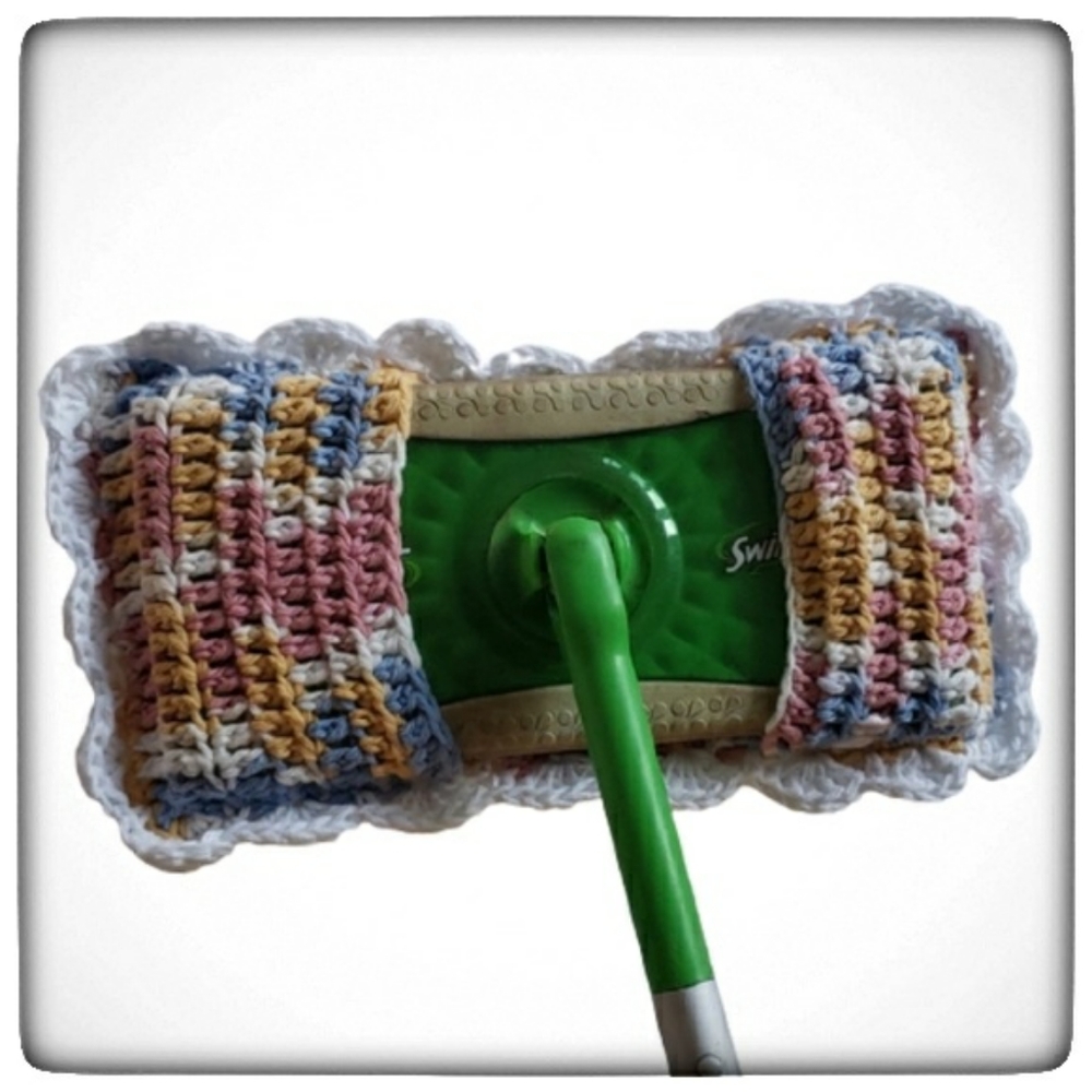 Handmade Reuseable Cotton Kitchen Cleaner Mop Cover-Multicolor With White Trim